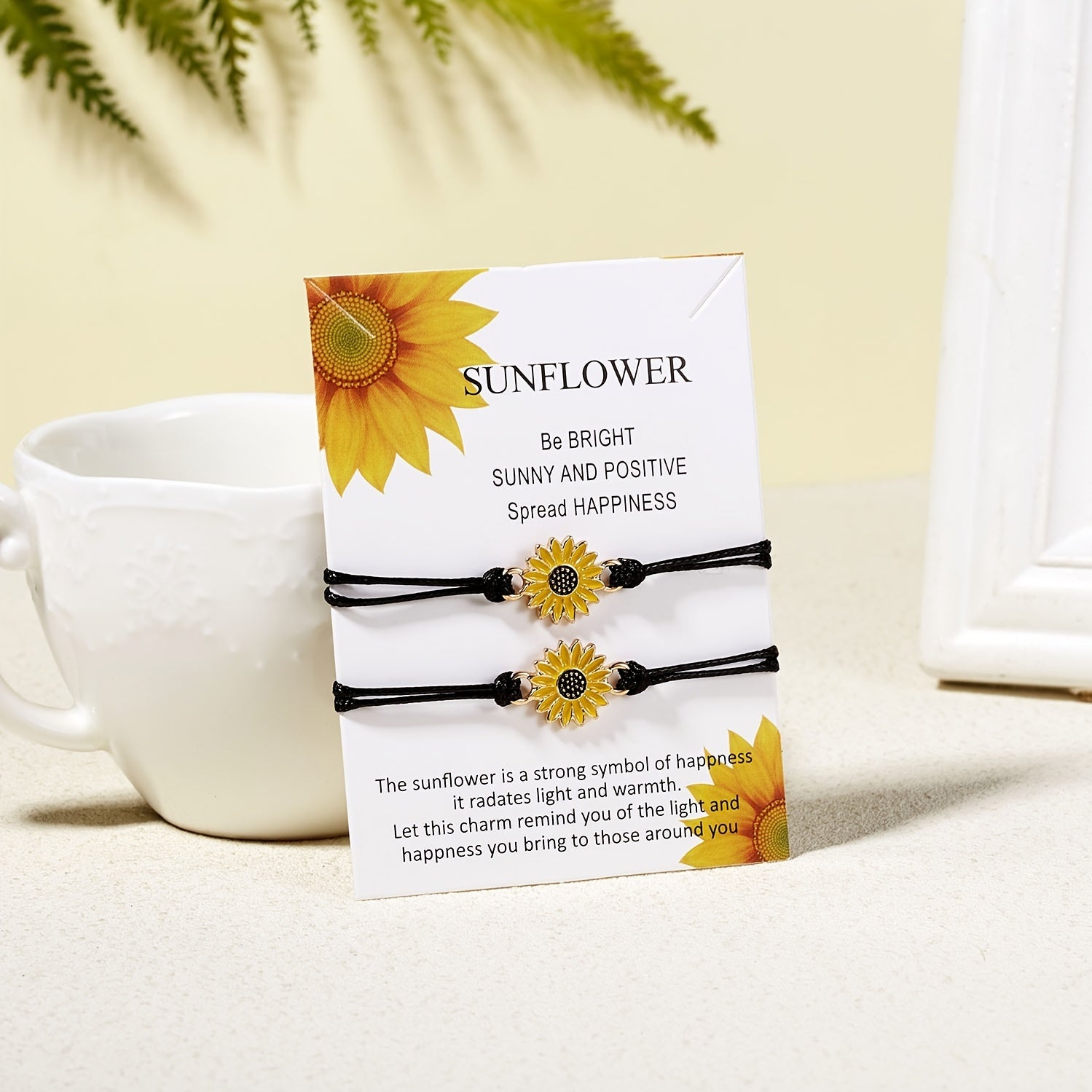 Braided Sunflower Charm Bracelet Couple Bracelet