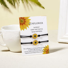 Braided Sunflower Charm Bracelet Couple Bracelet