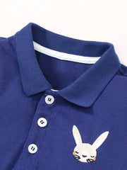 Girls Rabbit Graphic Ruffled POLO Dress For Summer Holiday Party