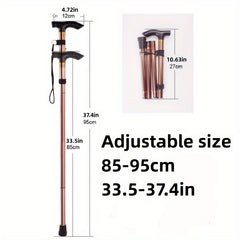 Foldable Walking Stick w/ Rubber Tip & Adjustable Height for Hiking