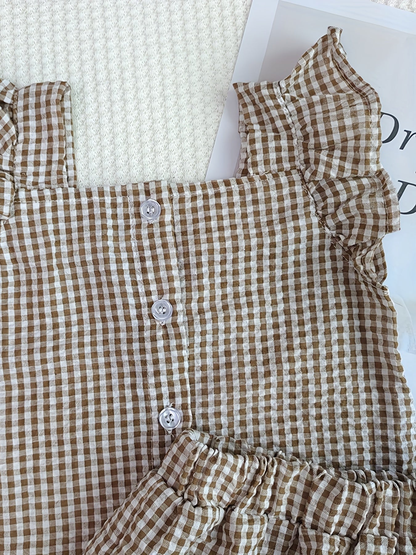 Plaid Ruffle Trim Top With Shorts Set for Baby Girls