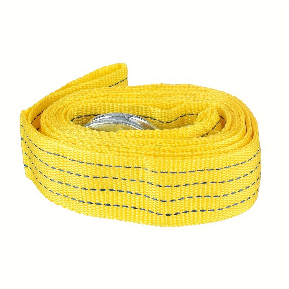 3M 118in 4Tons Tow Strap Fluorescence Nylon Alloy Steel Hooks Auto Towing Rope