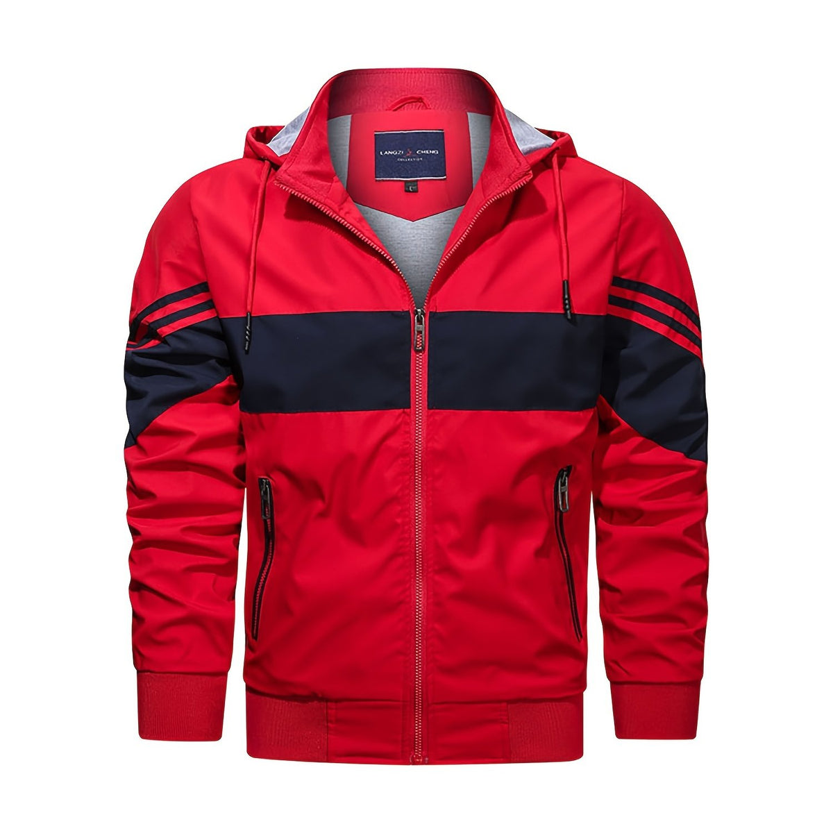 Men's Casual Striped Print Hooded Jacket