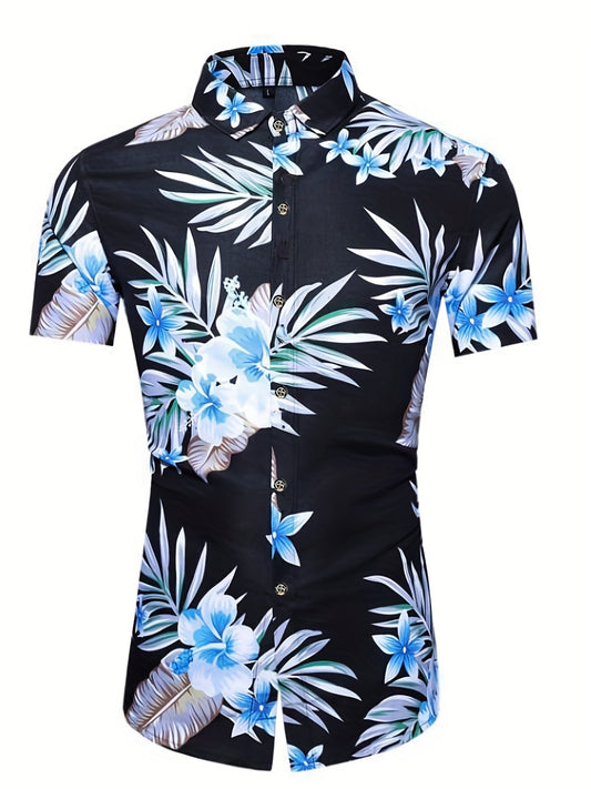 Hawaiian Print Casual Short Sleeve Men's Shirt for Summer Vacation