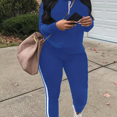  Casual Two Piece Set Solid Sweatshirt & Jogger Pants