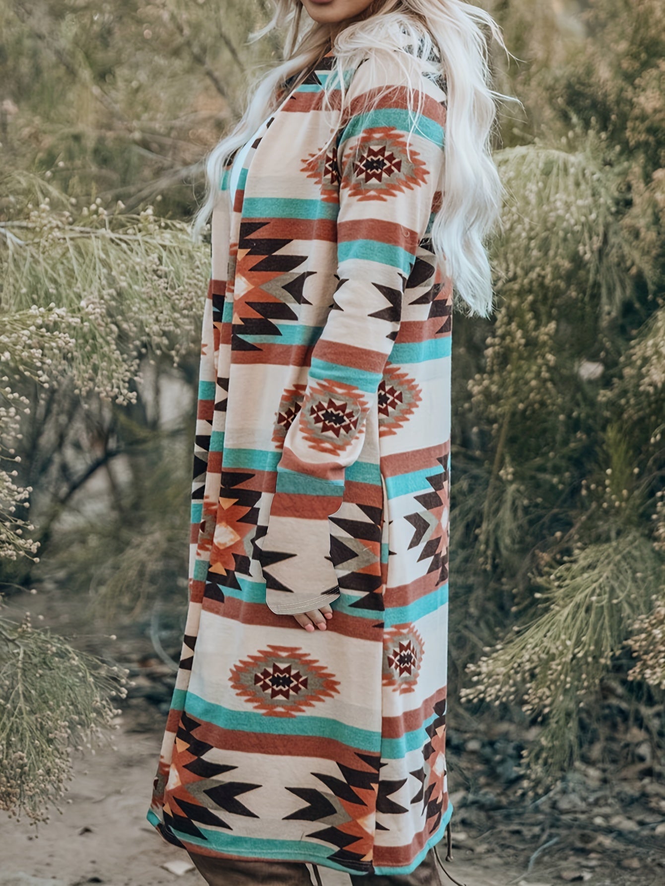  Southwestern Print Long Sleeve Cardigan