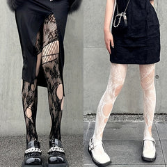 Jacquard Fishnet Tights High Waist Pantyhose