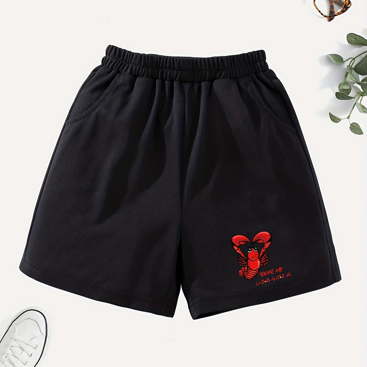 Girls' Lobster Graphic Casual Shorts with Pockets