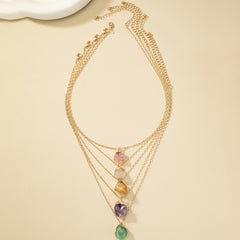 Irregular Crystal Stone Pendant Necklace 14k Plated Women's Necklace