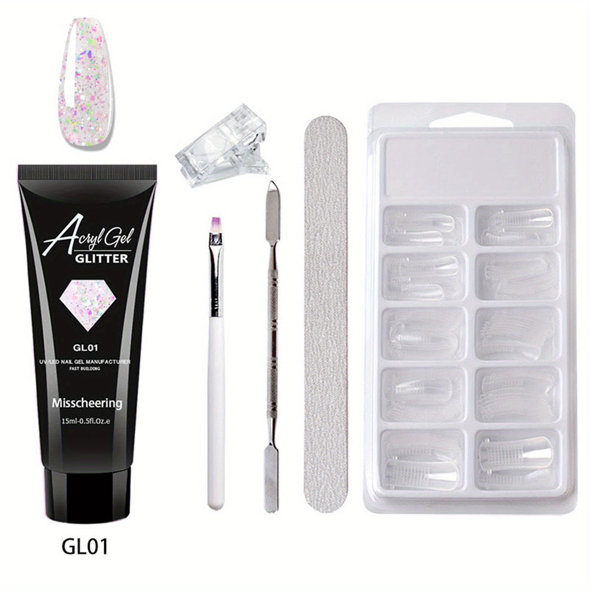 6 Nail Art Extension Glue Set with Tools for Acrylic Nails