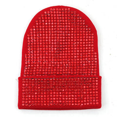 Rhinestone Knitted Hat Elastic Beanie Cap Women Hair Accessories