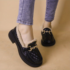 Women's Plaid Pattern Loafers with Plush Lining