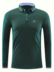 Men's Vintage Polo Shirt Casual Button Up Polo Shirt