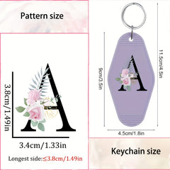 36pcs Floral Alphabet UV DTF Keychain Stickers - Waterproof Self Adhesive