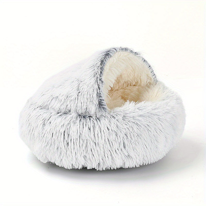 Plush Pet Bed With Non Slip Bottom - Warm and Comfortable Cat Naps