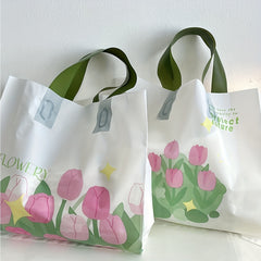 10pcs Tulip Clothing Store Tote Bags Plastic Shopping Gift Bags