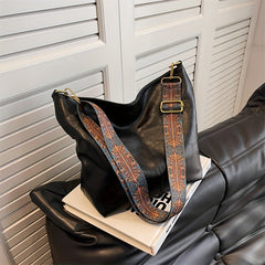 Women's Vintage Tote Shoulder Bag with Wide Strap Lightweight Hobo Bag