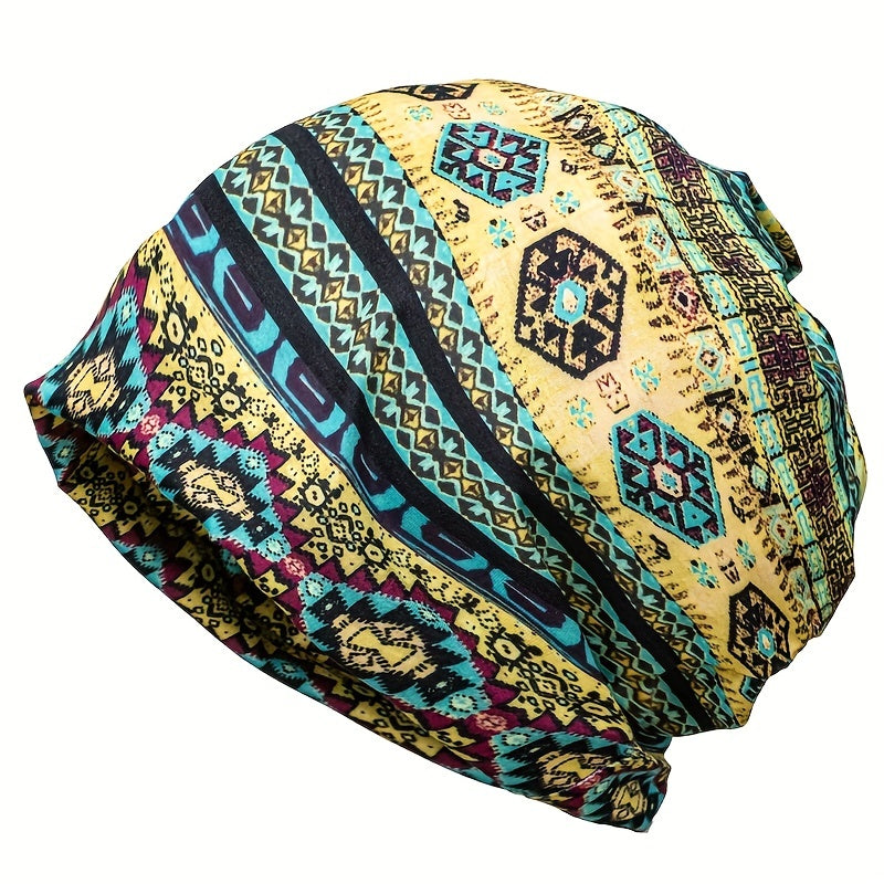 Boho Print Thin Slouchy Beanie Lightweight Chemo Cap