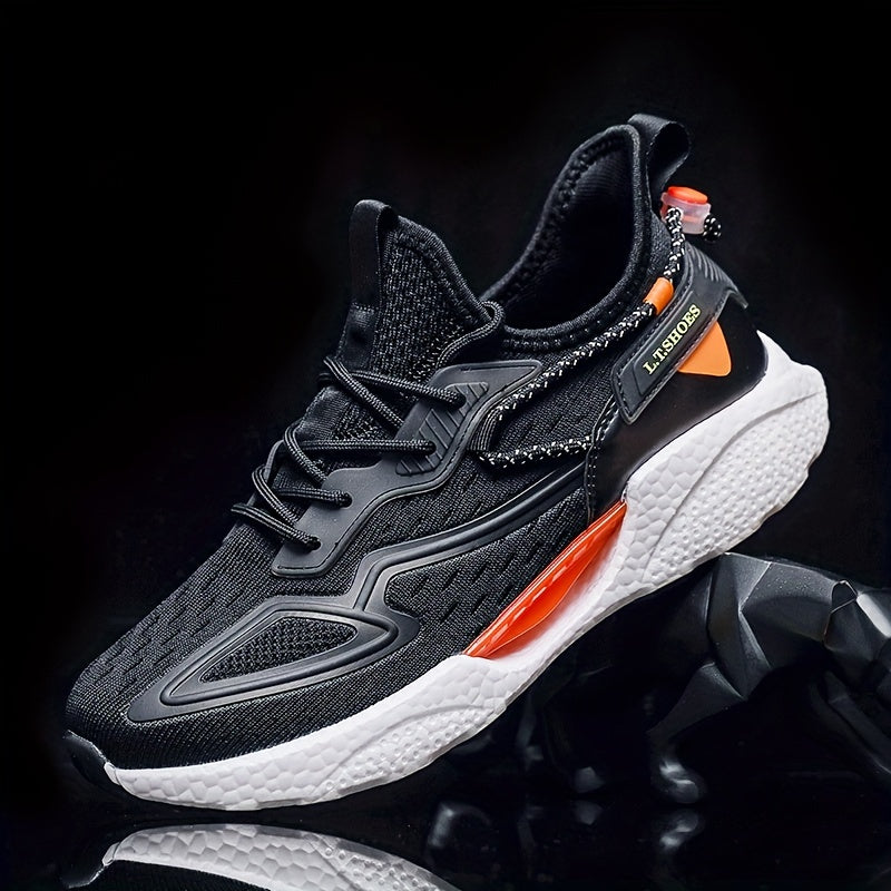 Men's Knit Breathable Running Shoes Lace Up Comfy Soft Sole Sneakers