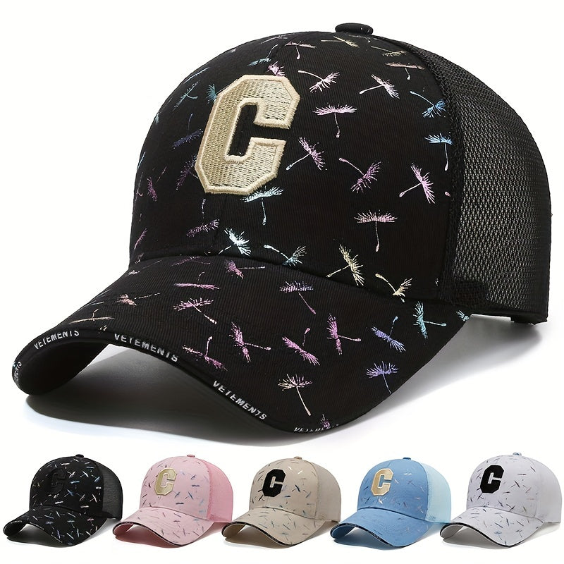 Embroidery Mesh Trucker Hat Dandelion Hot Stamping Hip Hop Couple Baseball Cap