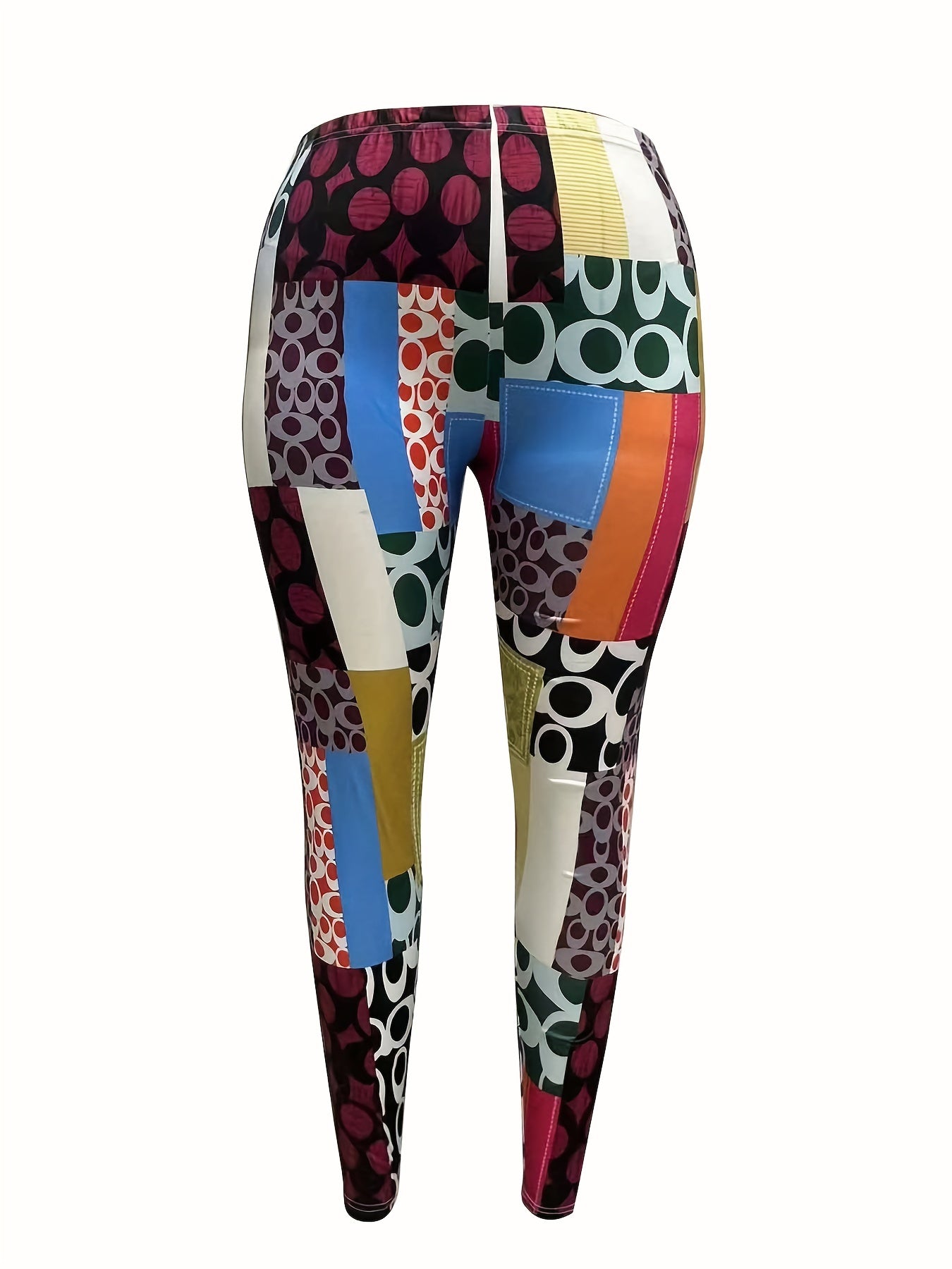  Colorblock Print Knot Crop Top & Pants Set