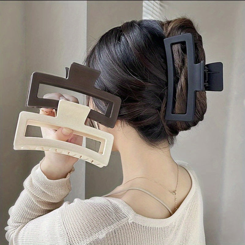 3pcs Large Hollow Rectangle Hair Claw Female Back Head Clip
