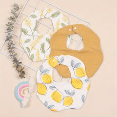 3pcs Muslin Crepe Cloth Baby Bibs 6 Layers With Snap Infinite Scarf Baby Bib