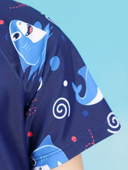 Boy's Shark Swimsuit 3pcs Set SURF TIME Print Stretchy Bathing Suit