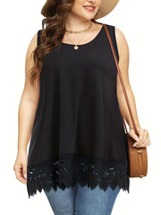  Lace Trim Tank Top - High Stretch