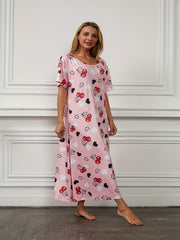  Cherry & Heart Print Sleep Dress