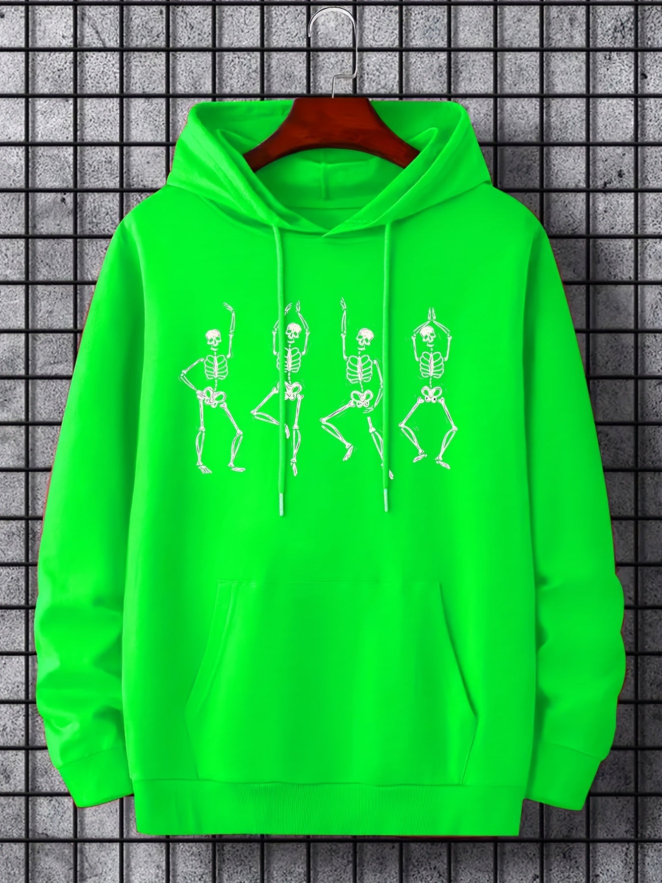 Men's Skeleton Dancer Graphic Hoodie Drawstring Sweatshirt