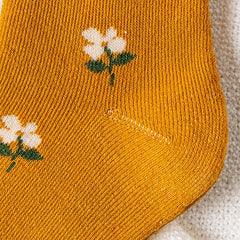 Sweet Floral Print Colorblock Mid Tube Socks Women's Stockings