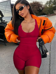 Ribbed Jumpsuit Scoop Neck Sleeveless Summer Jumpsuit