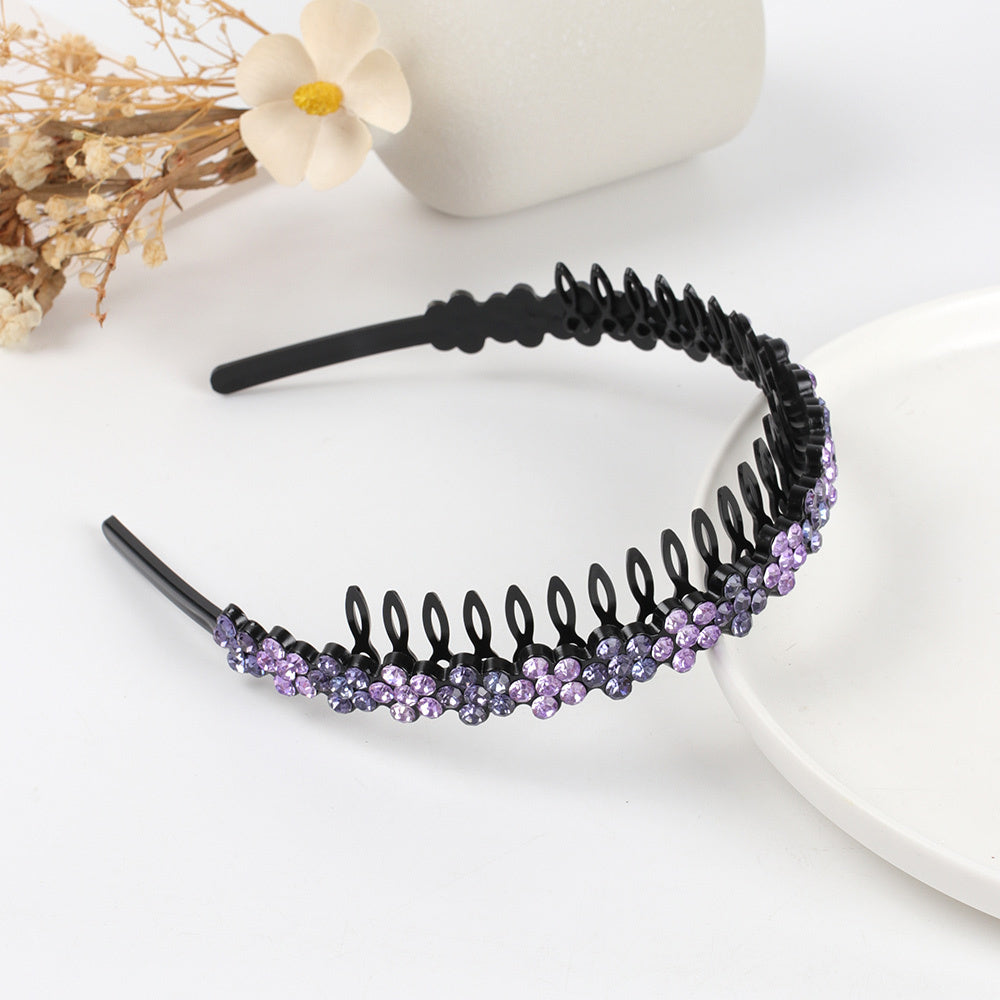 Wave Rhinestone Headband with Crystal Pearl Decoration