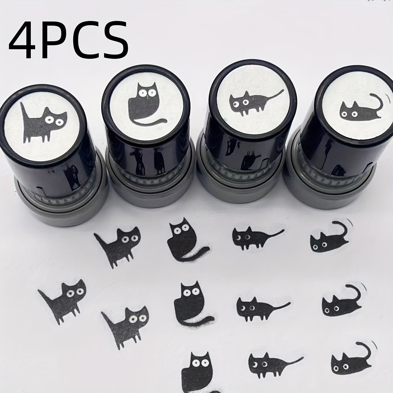 4pcs Cartoon Cat Pattern Stamps for Kids