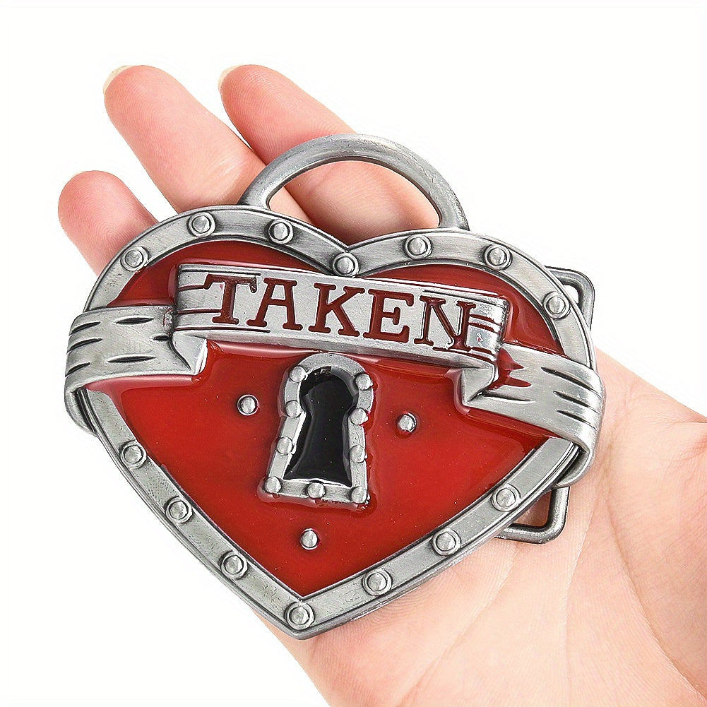 Heart Lock Keyhole TAKEN Metal Belt Buckle Couple Chars Western Cowboy Accessory