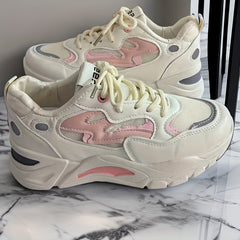Women's Chunky Sneakers Block Faux Leather Casual Wear Resistance