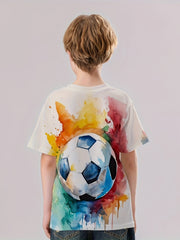 Colorful Football 3D Print Boys T Shirt Short Sleeve Tee For Kids