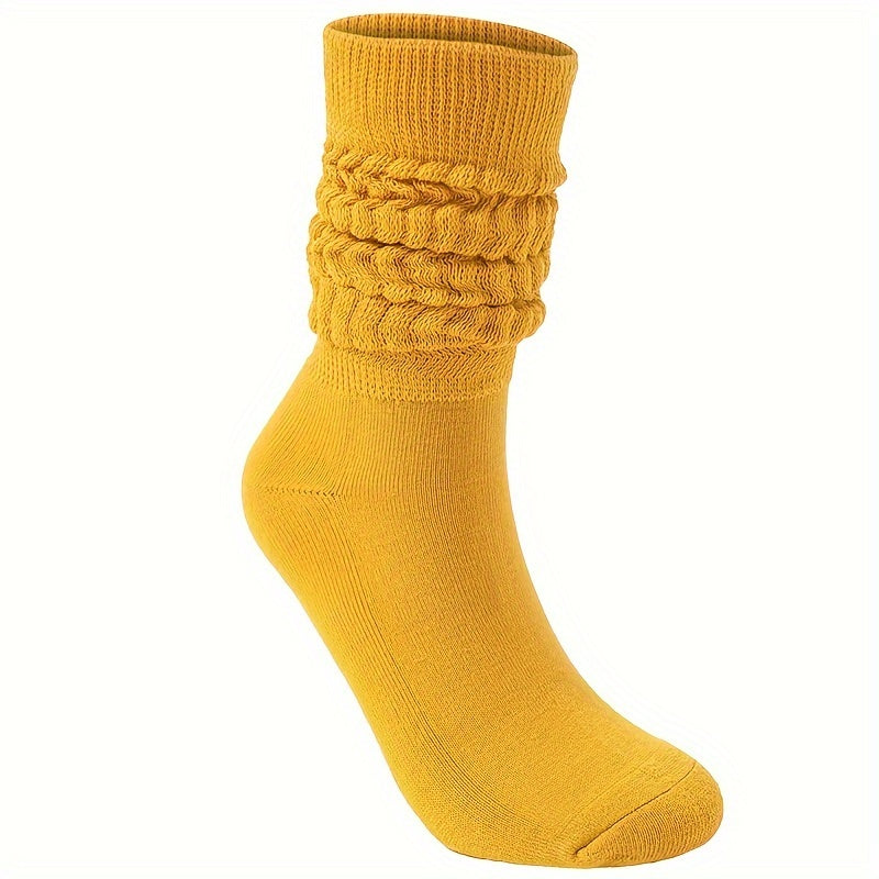 Textured Solid Calf Socks Warm Knee High Women's Stockings