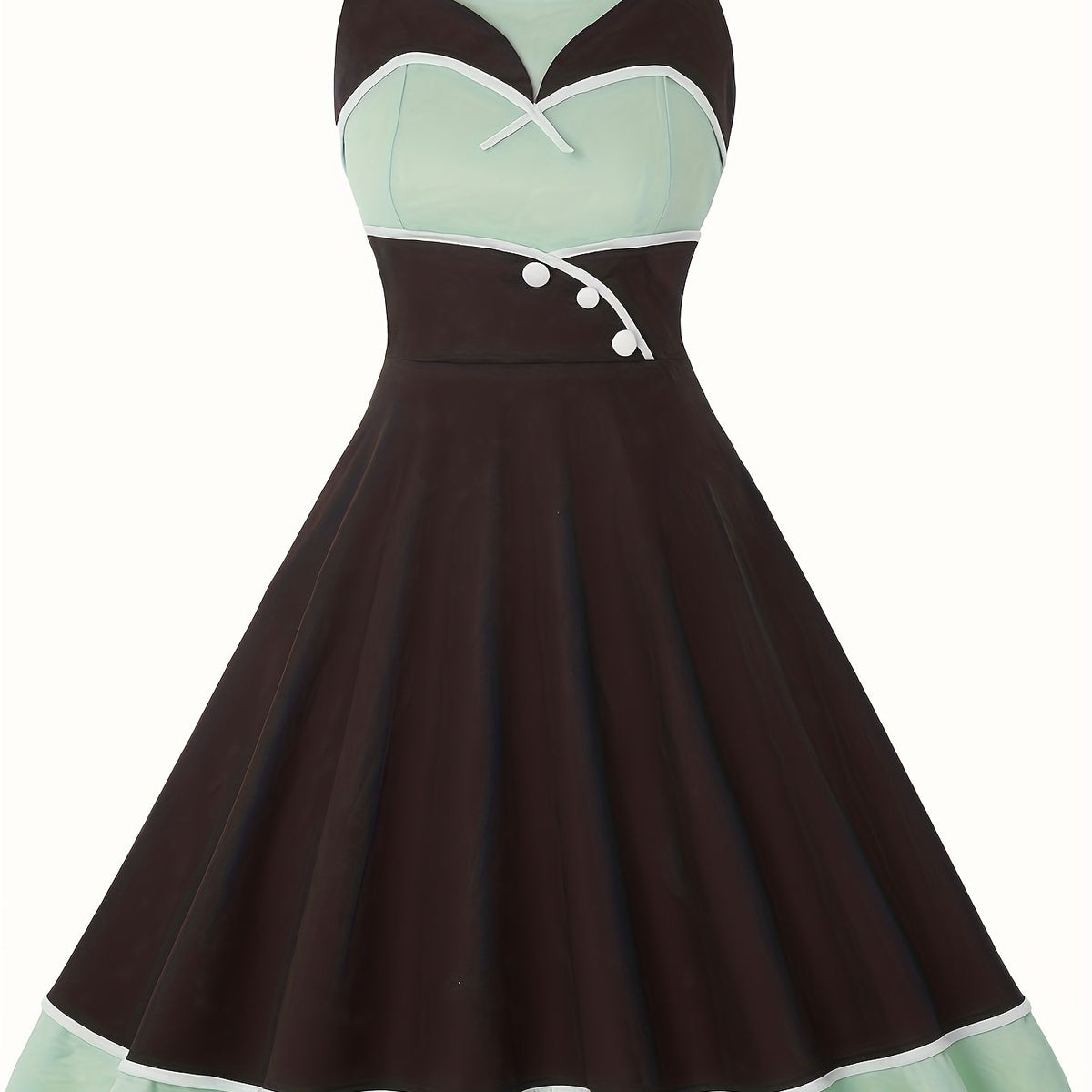 Vintage Halter Neck Backless Dress Women's Clothing