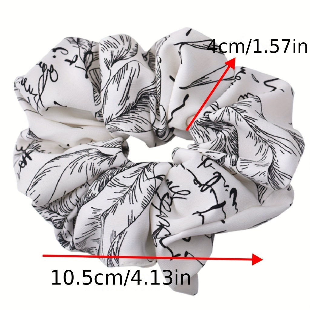 Ink Lines Print Scrunchies Hair Tie Hair Rope Ponytail Holder Women Girls