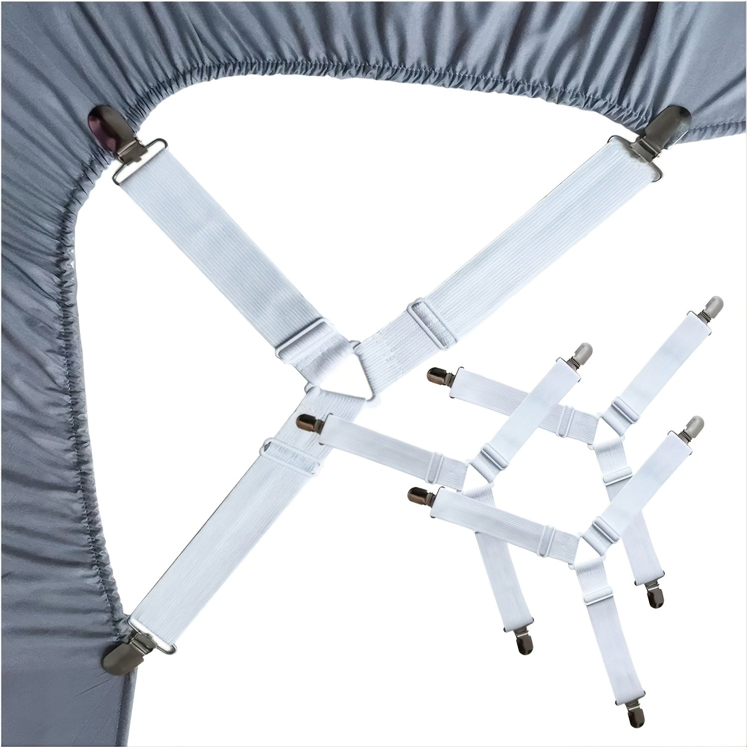 4pcs Bed Sheet Holder Straps Fitted Sheet Straps 7-17in
