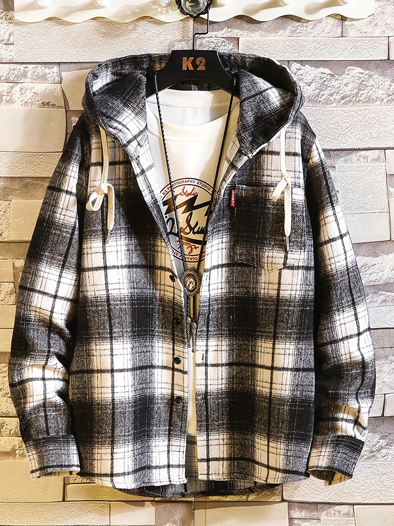 Plaid Shirts Hooded Jacket for Men