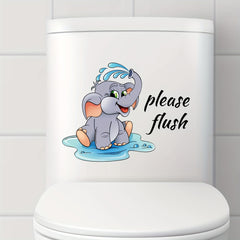 Cartoon Elephant English Toilet Wall Sticker Bathroom Decoration