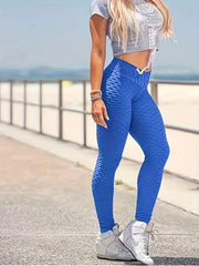  Casual Leggings Women's Plus Solid Honeycomb Pattern Fitness Leggings