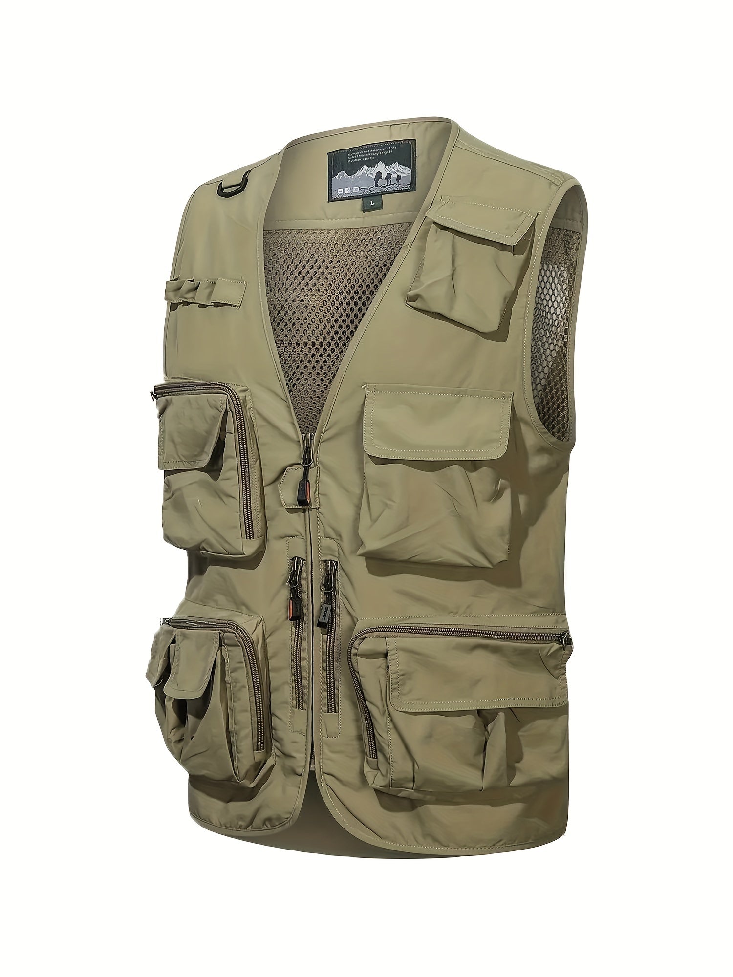 Men's Cargo Vest V Neck Zip Up Outwear