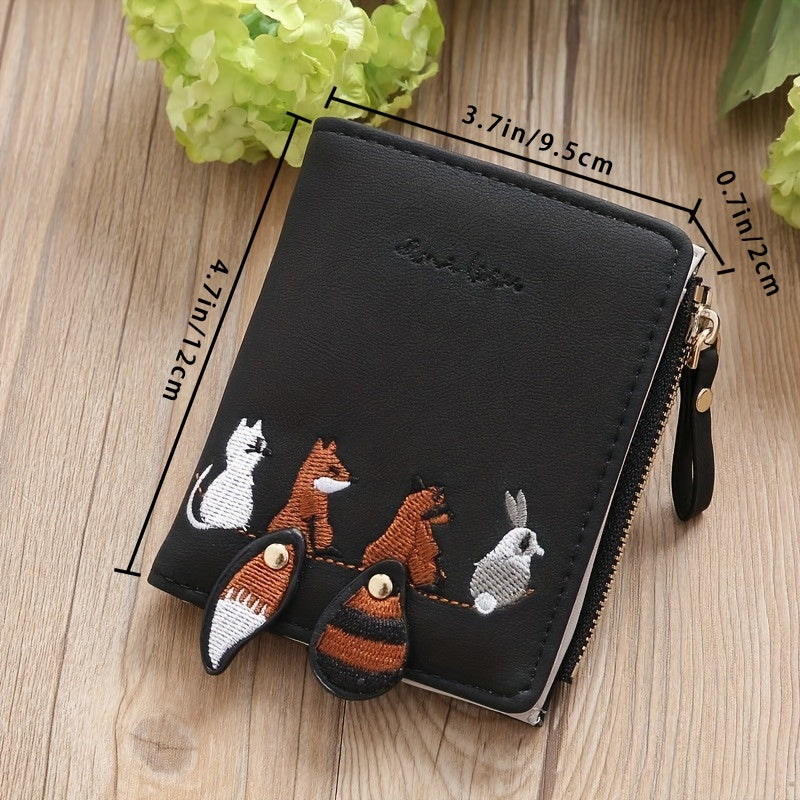 Zipper Small Wallet Women's Snap Button Wallet