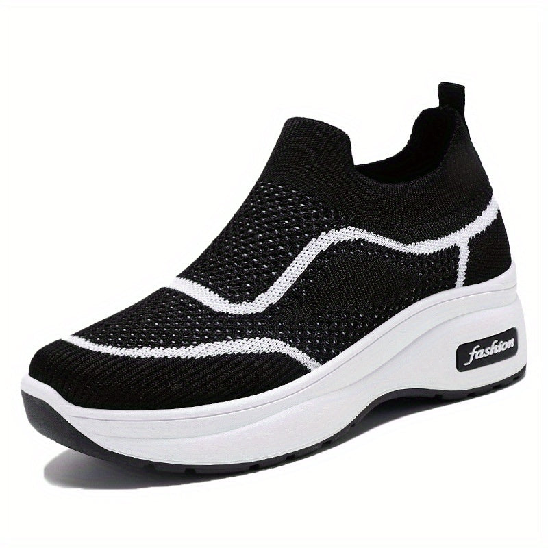 Women's Knitted Sock Shoes Breathable Slip On Low Top Chunky Sneakers
