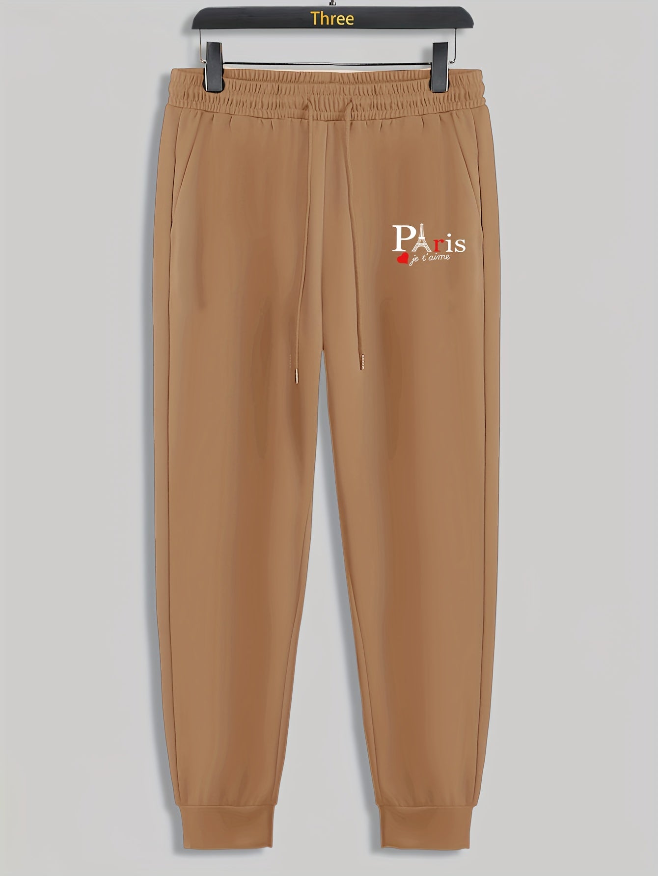 Paris Tower Print Men's Drawstring Sweatpants for Running Jogging