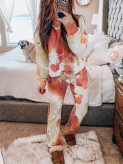 Women's Plus Tie Dye Long Sleeve Top & Pants Set